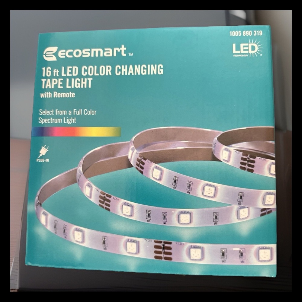 ECOSMART 16’ LED Color Changing Tape Light w/ Remote & Power Supply NEW